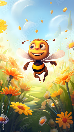 Cartoon Bee  bee with a smiile  cool cartoon bee  funny bee illustrated