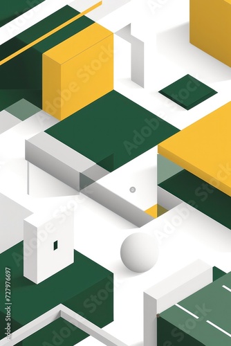 Contemporary Elegance, Modern Geometric Background for PowerPoint Slides with Low Opacity, Featuring a Palette of White, Yellow, and Green Colors