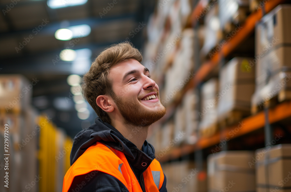 smiling Warehouse logistics specialist at work smiling Warehouse logistics specialist at work
