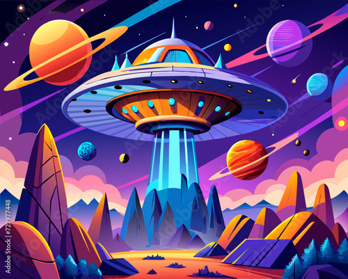 starship space galaxy planet universe cosmos world vector future stars eternity