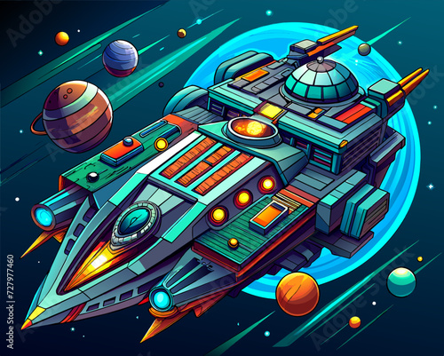 starship space galaxy planet universe cosmos world vector future stars eternity