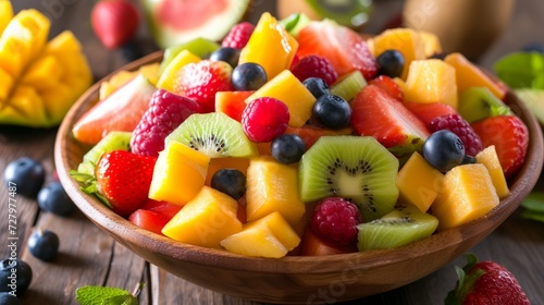 The assortment includes a variety of fruits like berries  citrus  and tropical selections