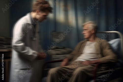 motion blur image of doctor and patient