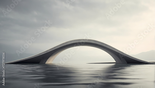 Floating 3D bridges and arches with a minimalistic concrete texture.