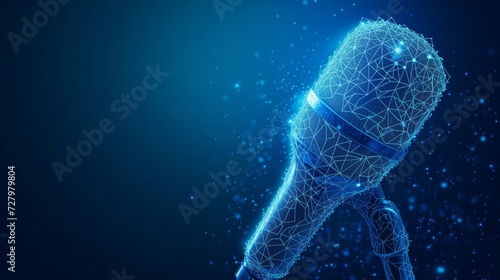 Digital Microphone Concept on a Dark Blue Background