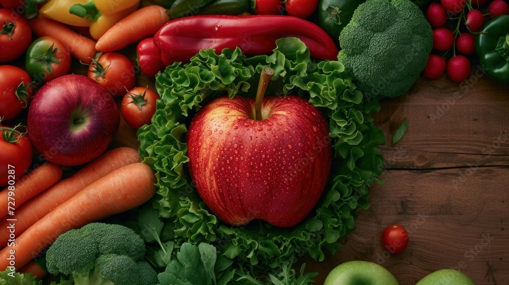 various vegetables and fruits in apple shape various vegetables and fruits in apple shape