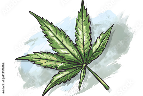 Grüne Vielfalt: Illustration eines lebendigen Cannabisblatts photo