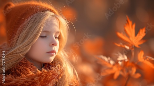 Serene Autumnal Portrait of a Young Girl at Sunset