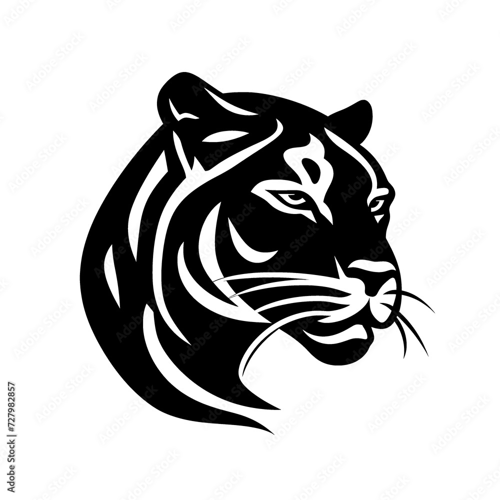 a black and white image of a tiger