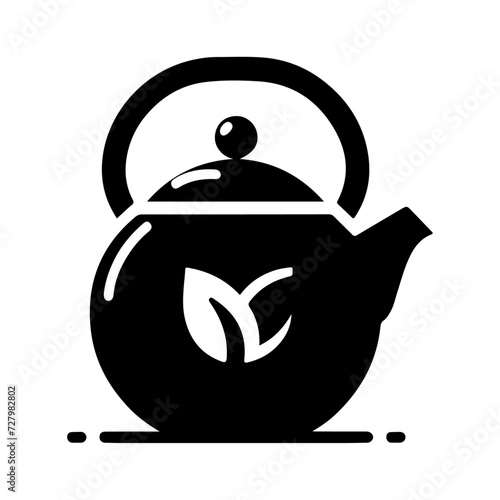 tea kettle vector icon with cup silhouette, black color silhouette