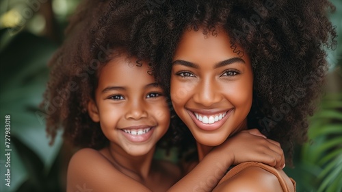 Woman and Child Smiling for the Camera
