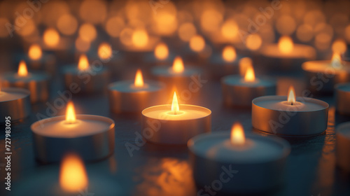  representation of World Autism Awareness Day, portraying a diverse community participating in a peaceful candlelight vigil, surrounded by soft, warm lighting that conveys empathy and understanding