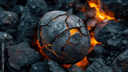 Top view of dragon egg on baishnab coal