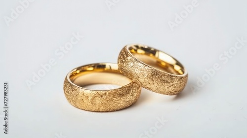 A Close-up View of Two Wedding Rings on a White Background, Bathed in Soft Illumination
