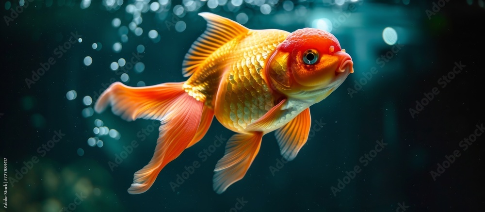 Mesmerizing Goldfish in an Alluring Aquarium against a Dark Background