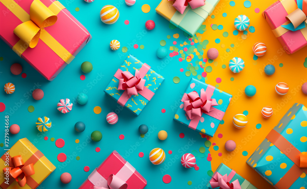 Colorful Birthday Joy: Seamless Gift Wrap Design Colorful Birthday Joy: Seamless Gift Wrap Design