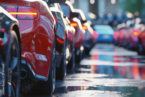 Automotive Industry Business Concept Photo. Rows of Parked Cars © Nico