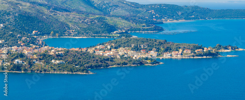 Aerial view of kassiopi village in corfu island Greece