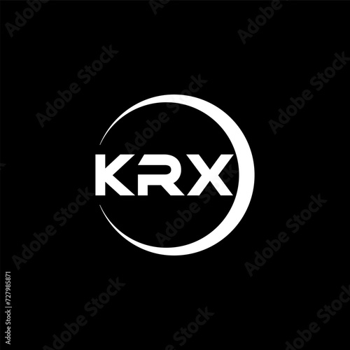 KRX letter logo design with black background in illustrator, cube logo, vector logo, modern alphabet font overlap style. calligraphy designs for logo, Poster, Invitation, etc. photo