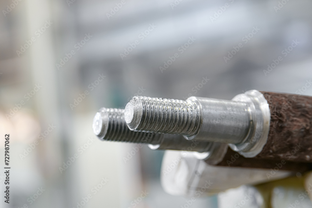 Threaded studs after production on a cnc lathe.