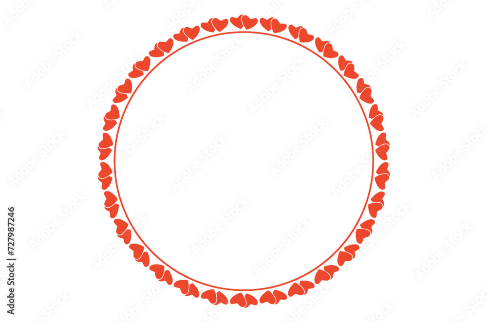 Two little hearts decorated with circle concept of round frame design isolated on white background - vector illustration Two little hearts decorated with circle concept of round frame design isolated on white background - vector illustration