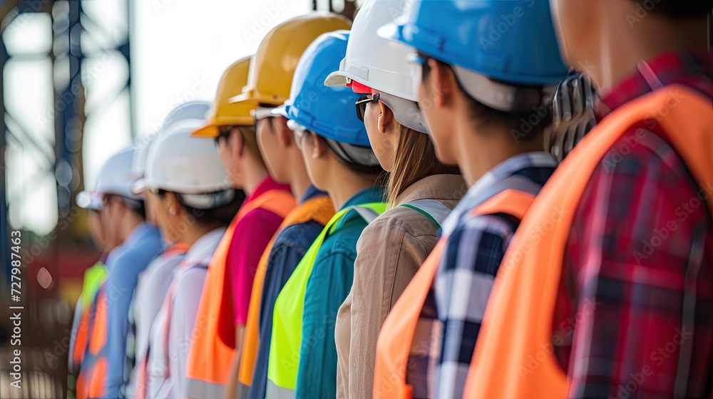 Team of engineers, helmets in hand, standing in formation on-site. Dynamic banner design capturing professionalism, teamwork, and construction excellence. Team of engineers, helmets in hand, standing in formation on-site. Dynamic banner design capturing professionalism, teamwork, and construction excellence.