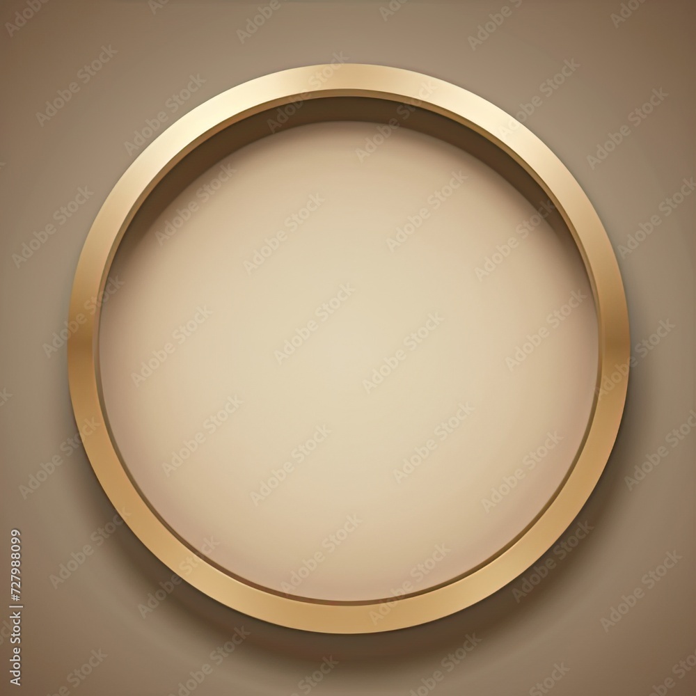 Round frame on beige background. 3D rendering. Mock up