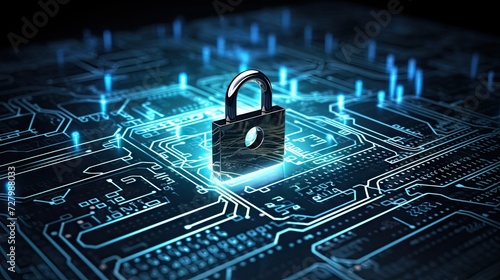 A panoramic banner featuring a padlock on a keyboard, symbolizing computer security and cybersecurity. Protect your data and privacy with this impactful image