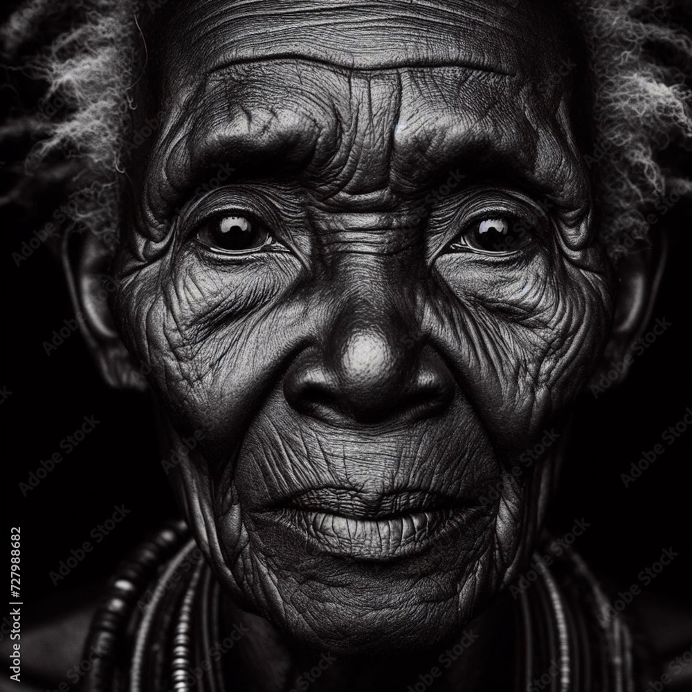 Portrait of an elderly African  woman
