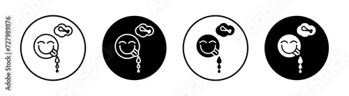 Hungry flat line icon set. Hungry Thin line illustration vector
