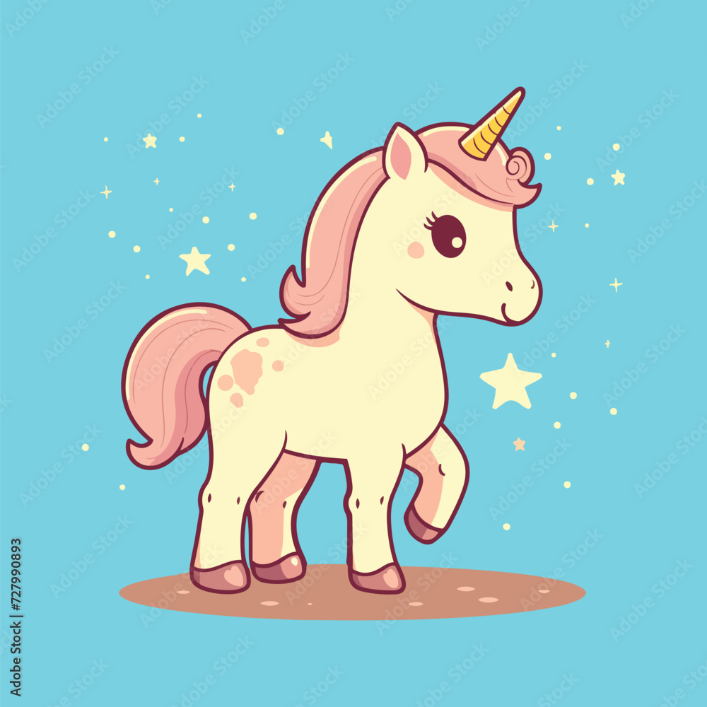 Naklejka premium cute unicorn illustration cartoon style
