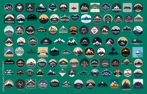 Mountain badge mega collections. Minimalist vintage emblem.