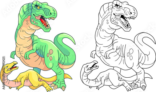 prehistoric predatory dinosaur tyrannosaurus, design illustration