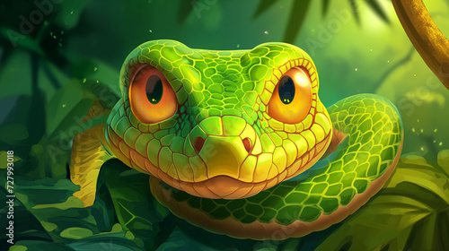 Green snake illustration © Levon