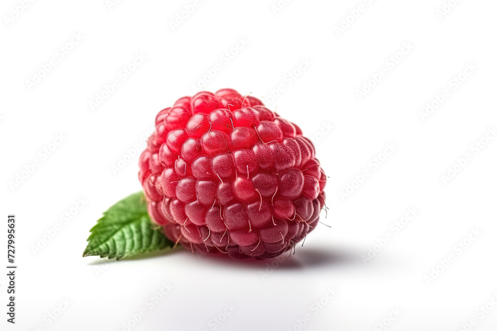 Raspberry on white background. Juicy red berry, fresh and sweet Raspberry on white background. Juicy red berry, fresh and sweet