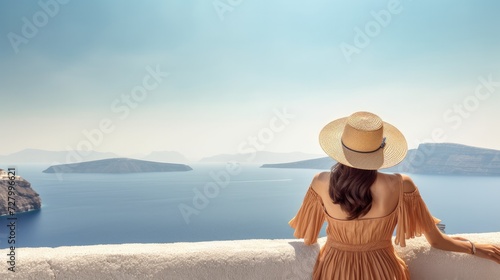 Travel luxury cruise vacation holiday woman panoramic banner © Boris