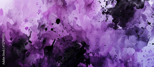 Background, watercolor purple and black, banner, cosmic dust.