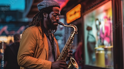 Soulful Saxophone: Captivating City Performance