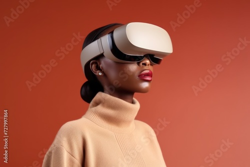 Beautiful african american woman wearing virtual reality. Studio shot © foto.katarinka