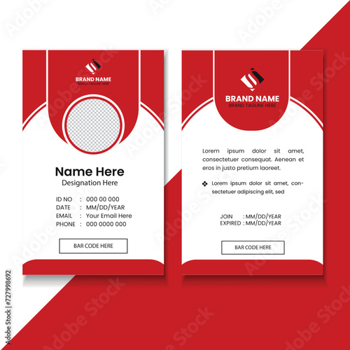 Creative Modern Red ID Card Design Template (ID: 727998692)