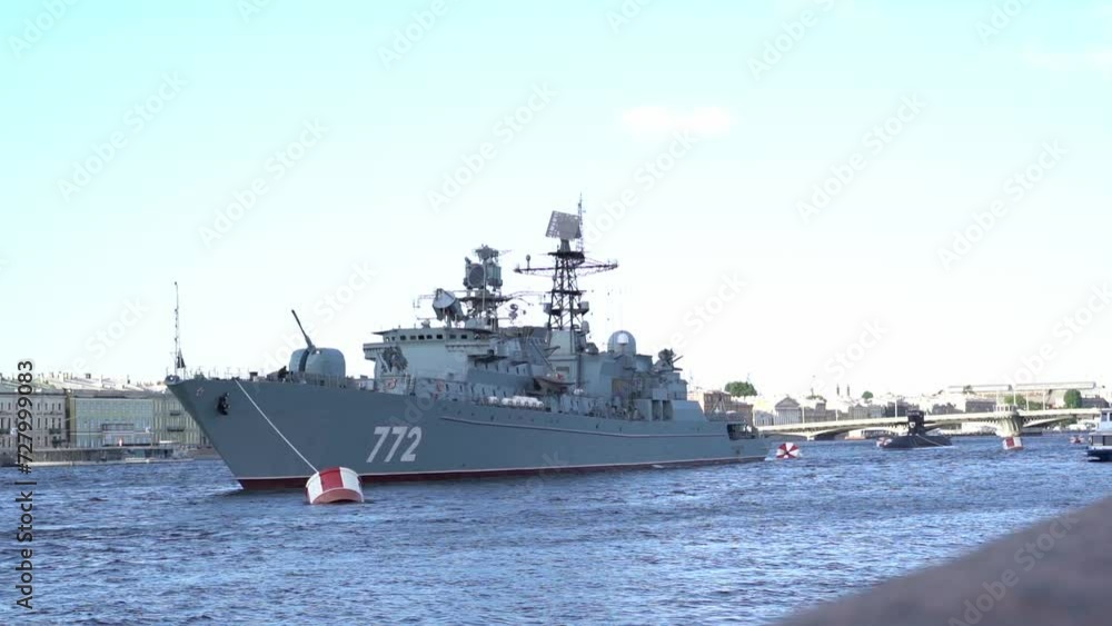 St. Petersburg, Russia, June 04, 2023: Military patrols on the Neva River St. Petersburg, Russia, June 04, 2023: Military patrols on the Neva River