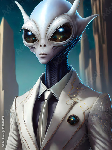 Male Alien Dressed In A Suit photo