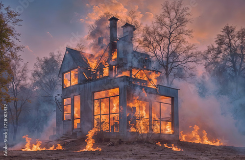 Houses burn