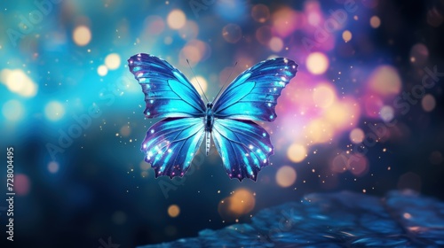 Butterflies with beautiful colors fly freely and happily. Generate AI image © Ghiska