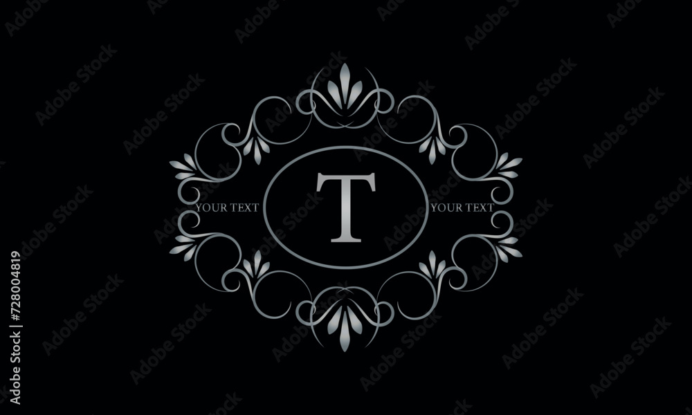 Logo design for hotel, restaurant and others. Monogram design with luxury letter T on dark background