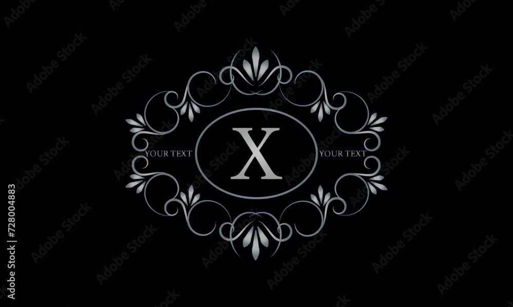 Logo design for hotel, restaurant and others. Monogram design with luxury letter X on dark background