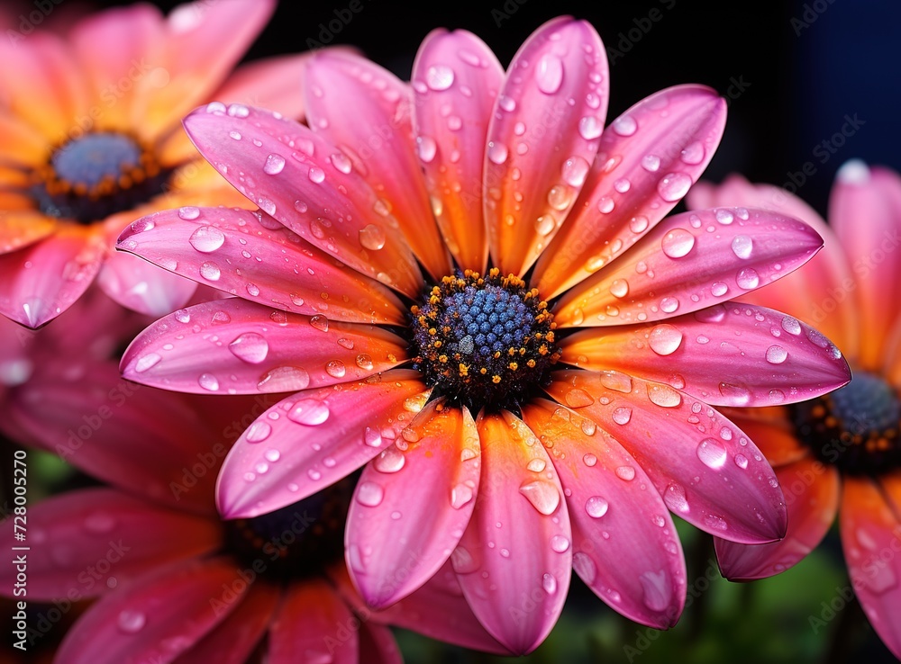 colorful daisies with waterdrops colorful daisies with waterdrops