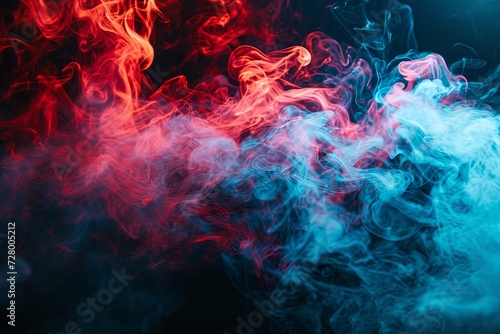 Colorful rainbow neon smoke paint explosion, Colorful paint splatter and watercolor powder splash on dark background