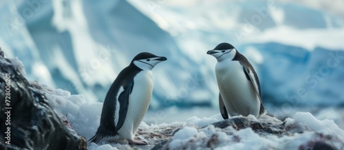 Charming Chinstrap Penguins Roaming the Antarctic Southern Ocean  A Encounter with Chinstrap Penguins in the Vast Antarctic Southern Ocean