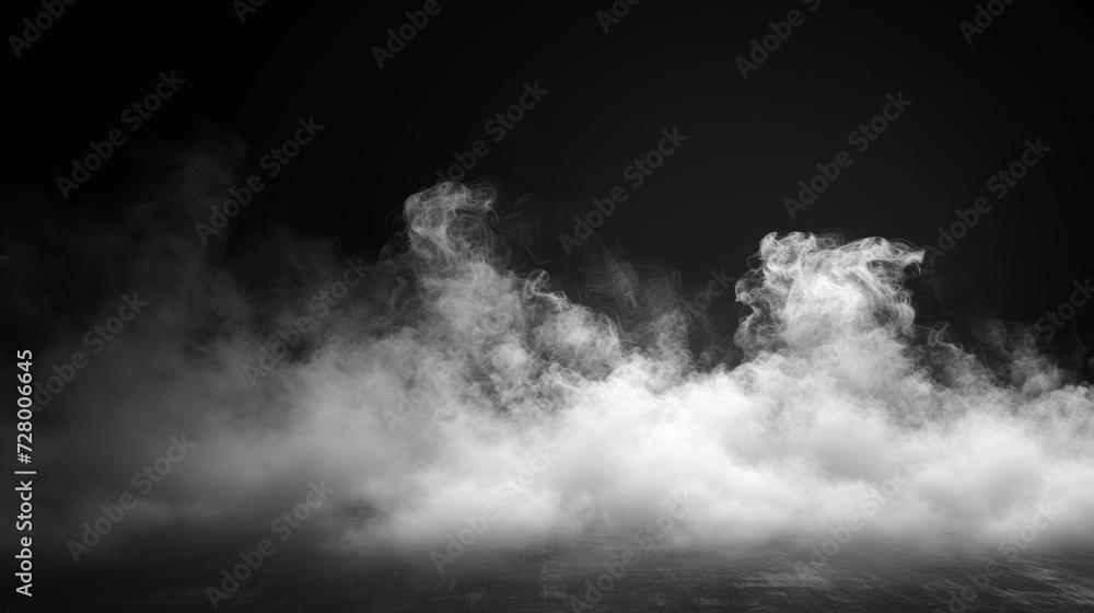 Realistic Dry Ice Fog on a Black Background or Backdrop
